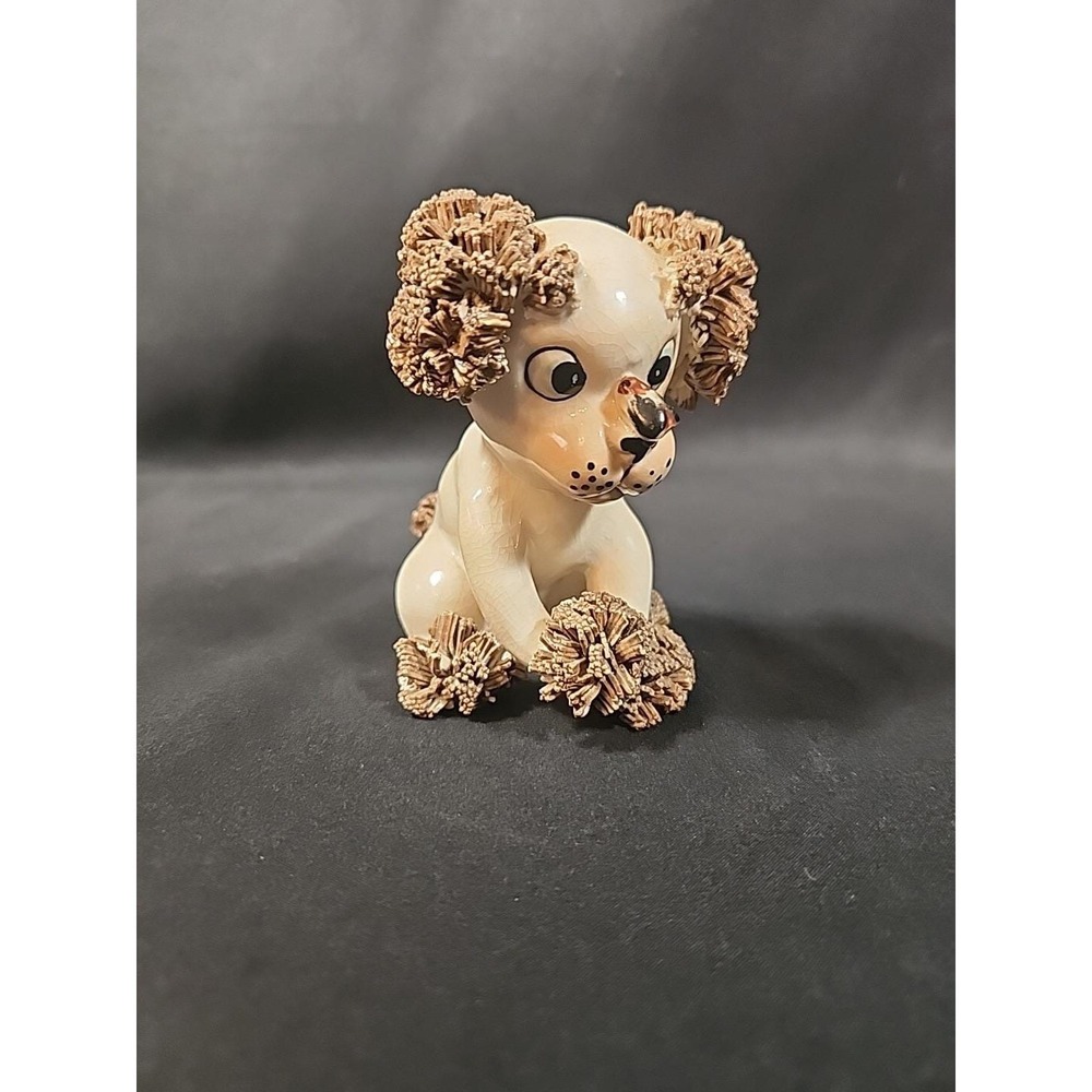 Lefton Spaghetti Poodle Dog w/ Fly Bug on Nose Figurine‎ Anthropomorphic Vintage
